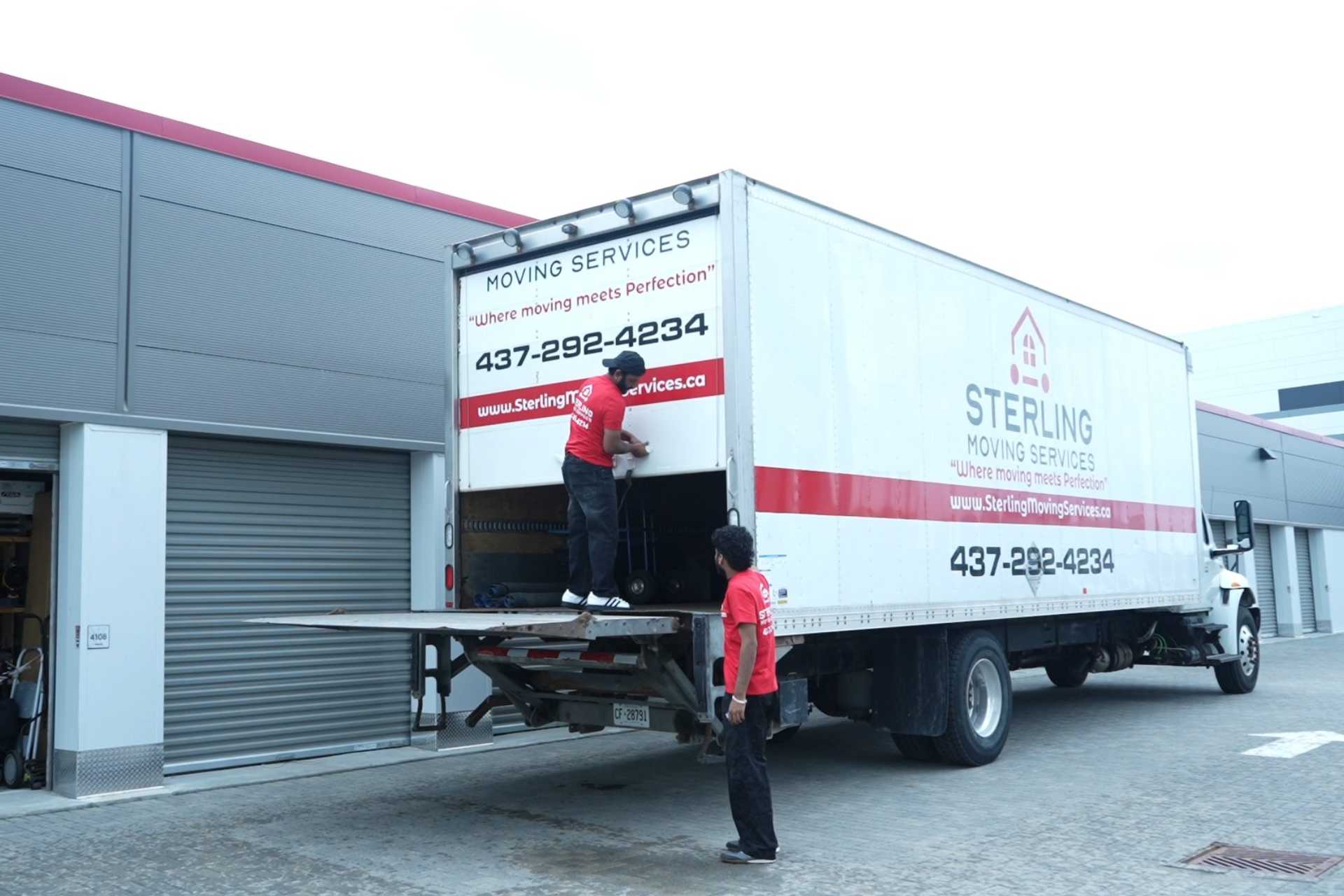 Sterling moving trucks outside storage facility